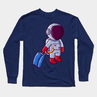 Cute Astronaut Traveling Holiday Cartoon Long Sleeve T-Shirt